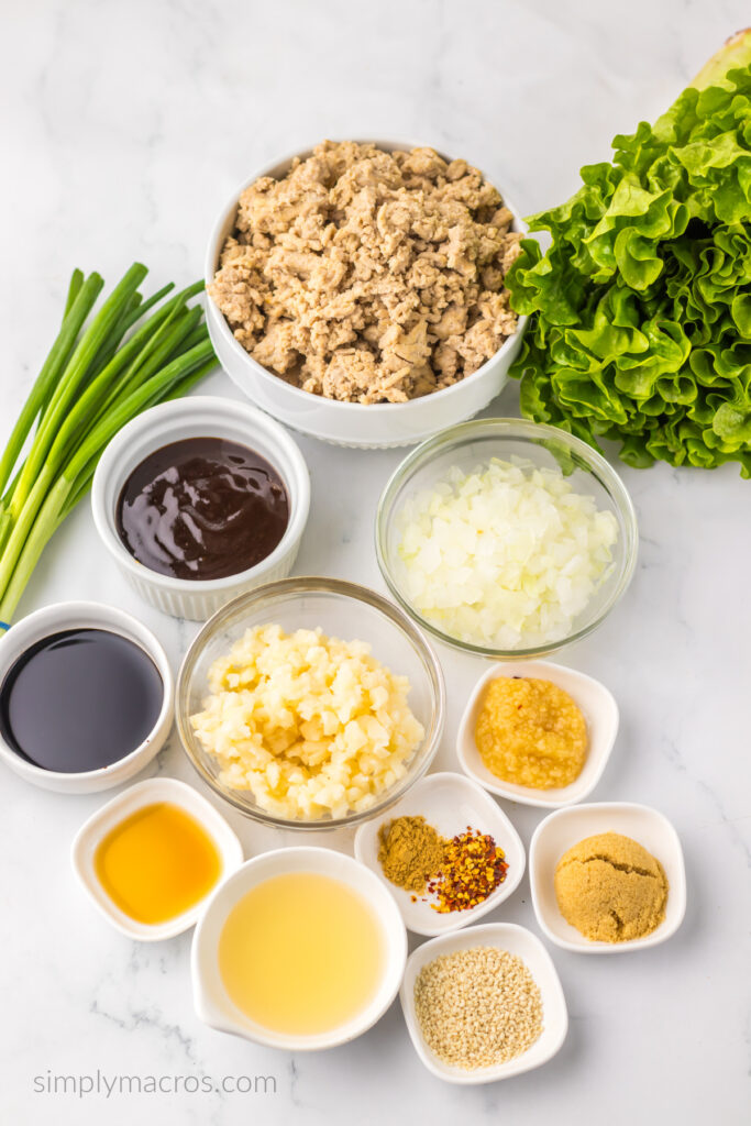 Ingredients for copycat PF Chang's chicken lettuce wraps. 