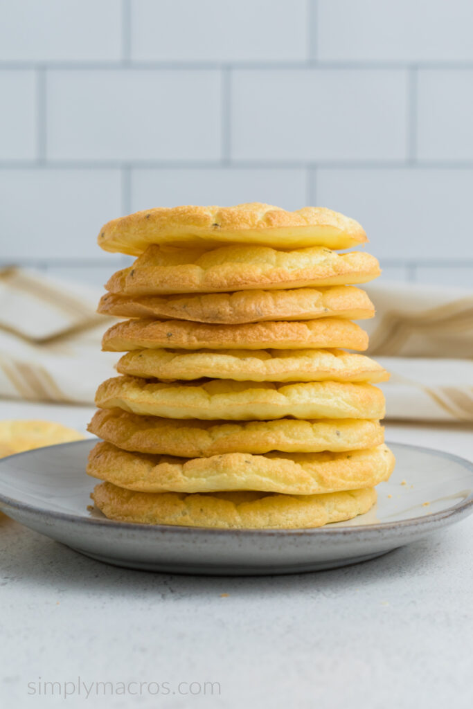 Plate with a stack of cloud bread, ready to eat. 