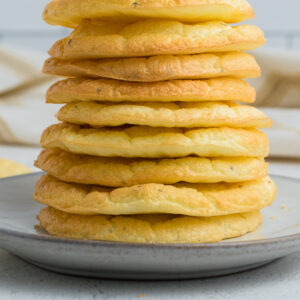 CLose up stack of cloud bread, ready to eat.