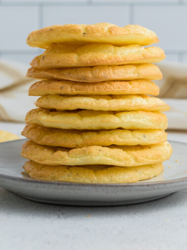 CLose up stack of cloud bread, ready to eat.