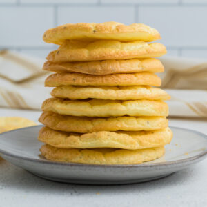 Plate with a stack of cloud bread, ready to eat.