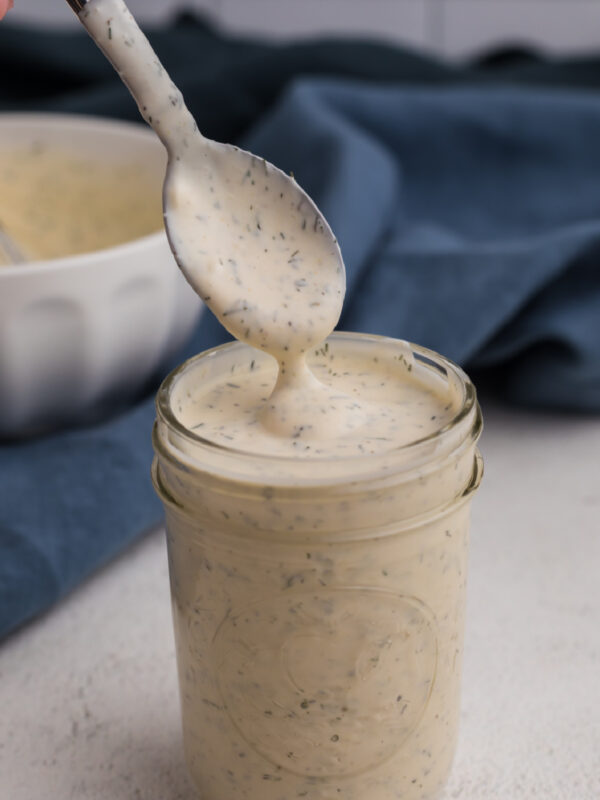 Low calorie Ranch dressing made with light mayo and greek yogurt.