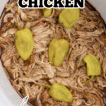 Mississippi chicken in the slow cooker, pinnable image.