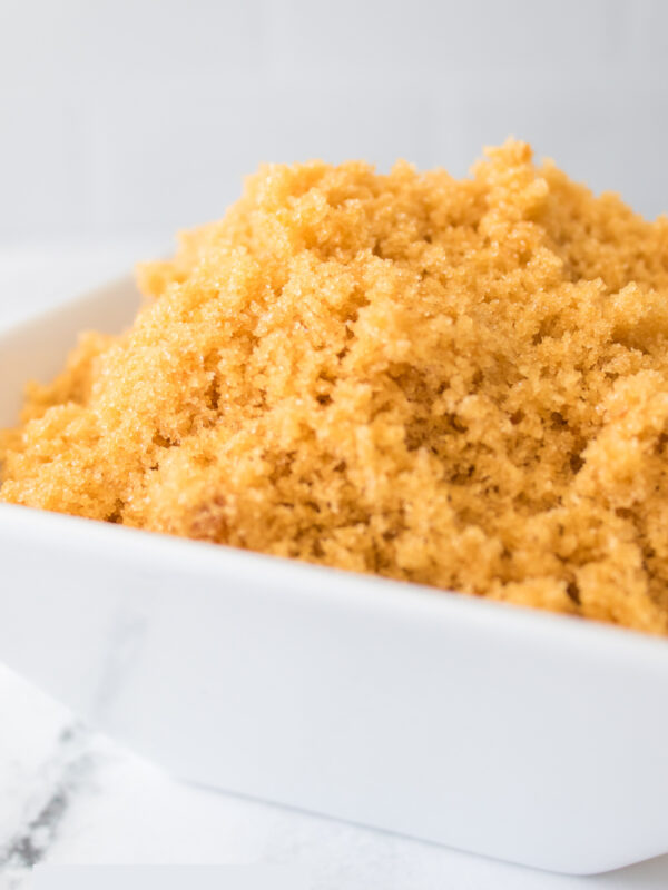 Homemade brown sugar in a bowl ready to serve.