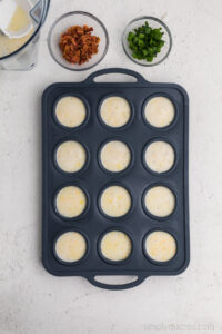 cheese mixture poured into the silicone mold.