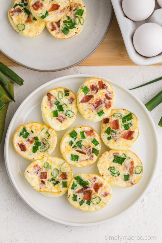 Plate full of egg white bites, ready to eat. 