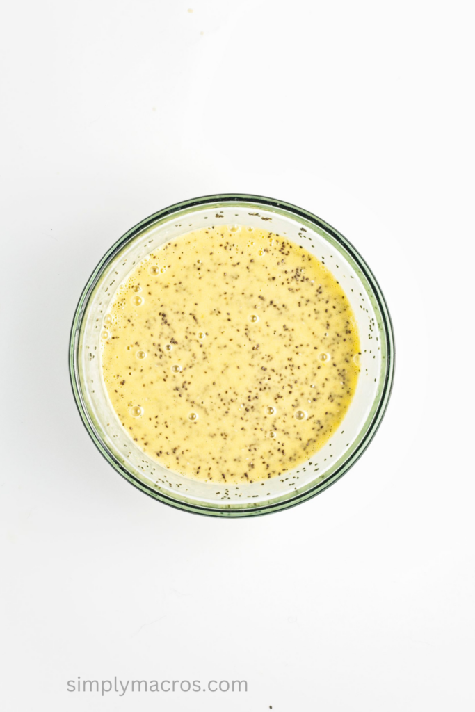 chia seeds added in to and combined with the mango mixture. 