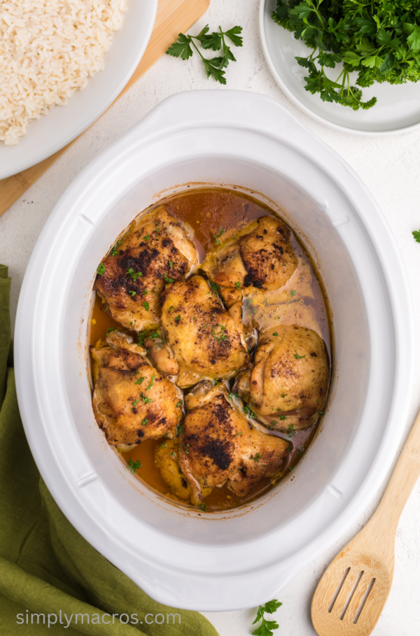 Crock Pot Chicken Thighs in the slow cooker.