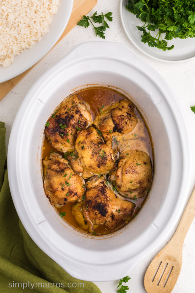 Crock Pot Chicken Thighs in the slow cooker.