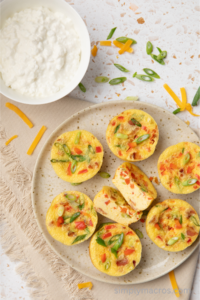 cottage cheese egg bites on a plate.