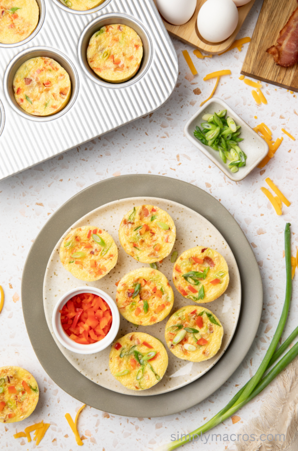 Cottage cheese egg bites on a plate and ready to eat.