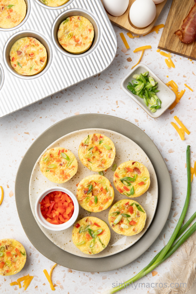 Cottage cheese egg bites on a plate and ready to serve.