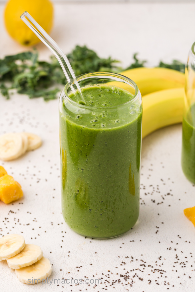 Kale smoothie ready to drink.