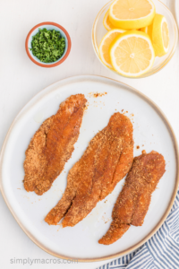 grouper filets seasoned with blackened seasoning.