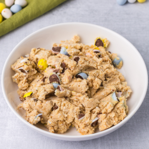 Cadbury egg cottage cheese cookie dough in a bowl and ready to serve.