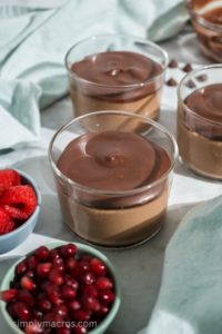 Dark chocolate added to the top of the mousse.