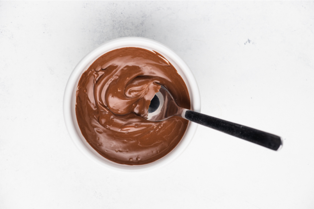 Nutella melted in a small bowl. 