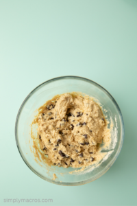 chocolate chips folded into protein dough