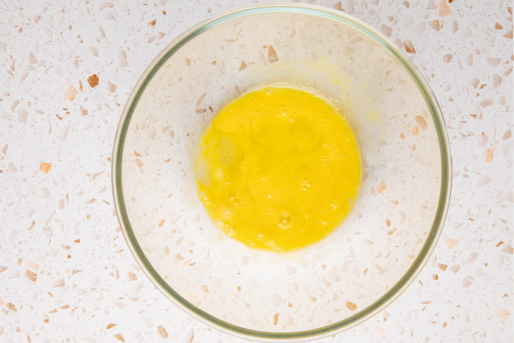 Egg beaten in a bowl. 