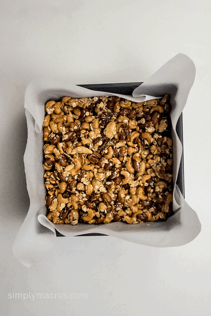 Mixture placed and packed into the prepared baking dish.