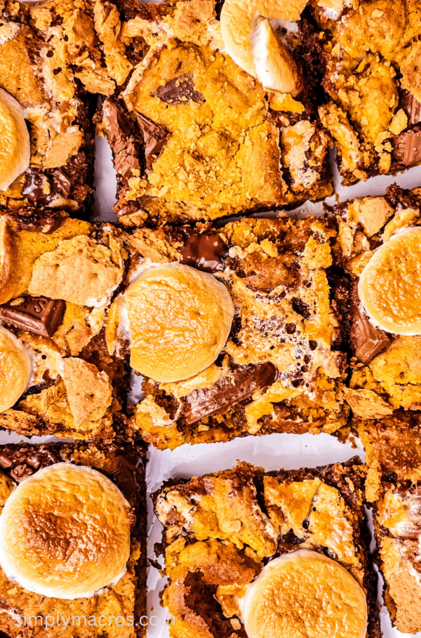 Pumpkin s'mores bars on a plate, ready to eat.