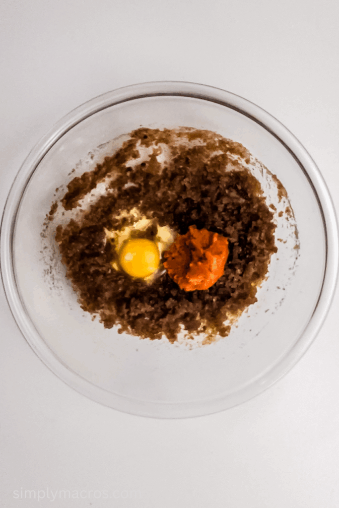 Egg and butter added to the butter and sugar mixture.