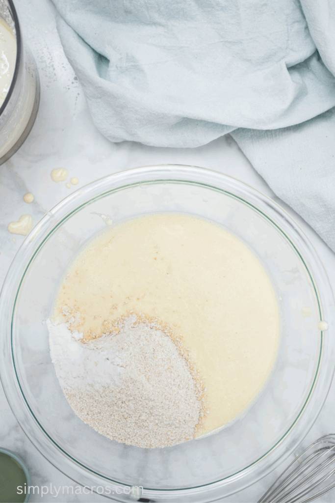 Wet ingredients and dry ingredients combined.